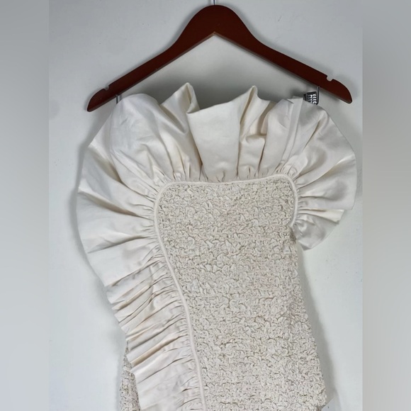 Mara Hoffman Popcorn Midi Strapless Kana Ruffle Dress Cotton-Twill Bridal - Picture 7 of 14